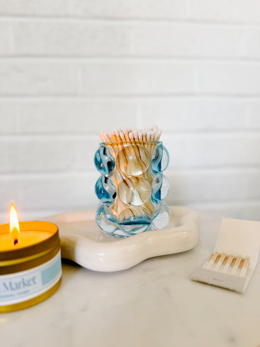 Glass Match Holder in Blue