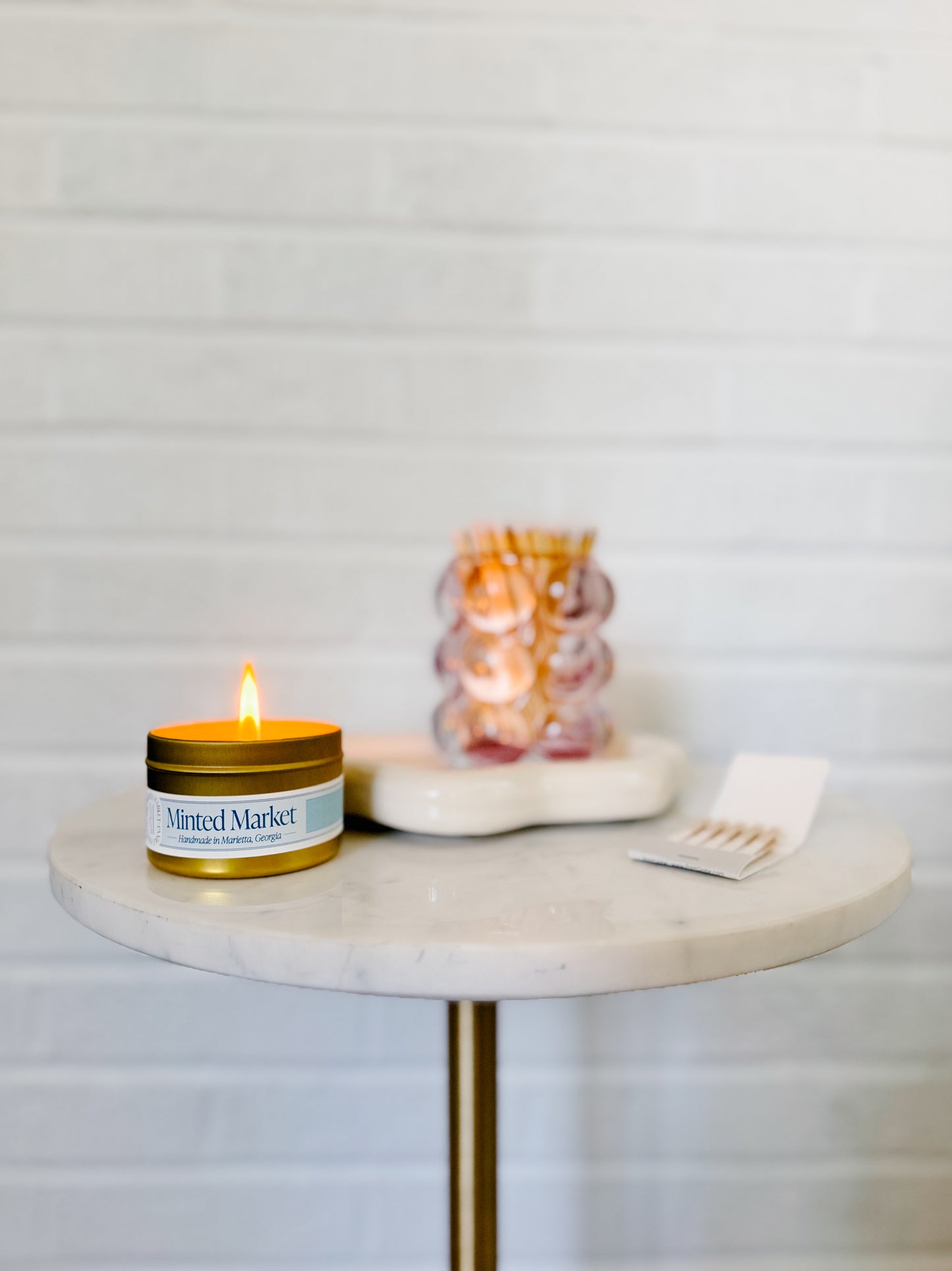 Glass Match Holder in Blush