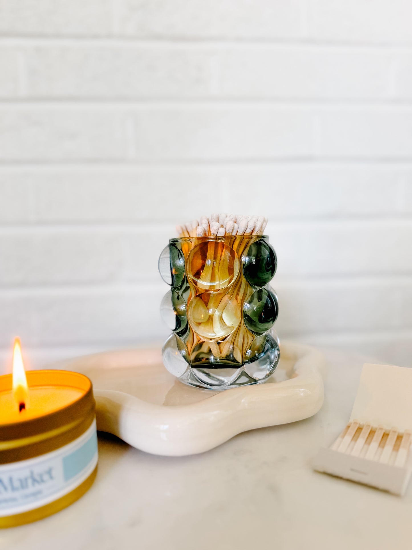 Glass Match Holder in Juniper
