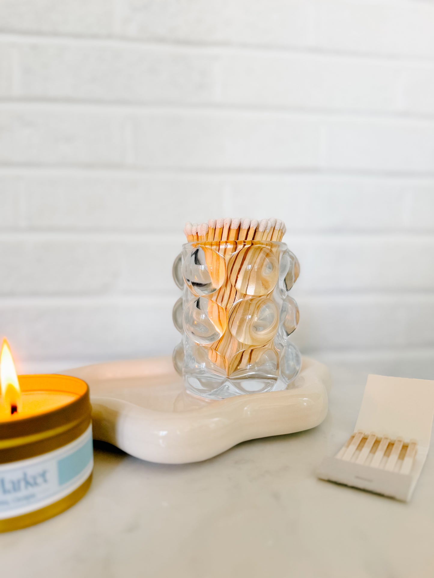 Glass Match Holder in Clear