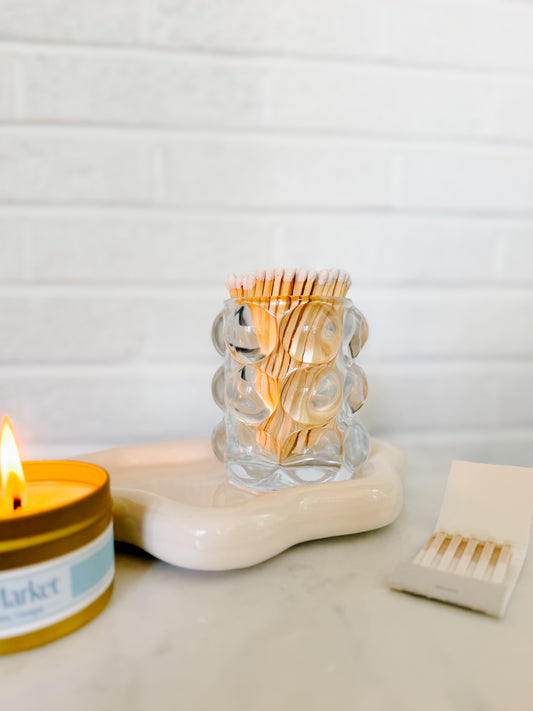 Glass Match Holder in Clear